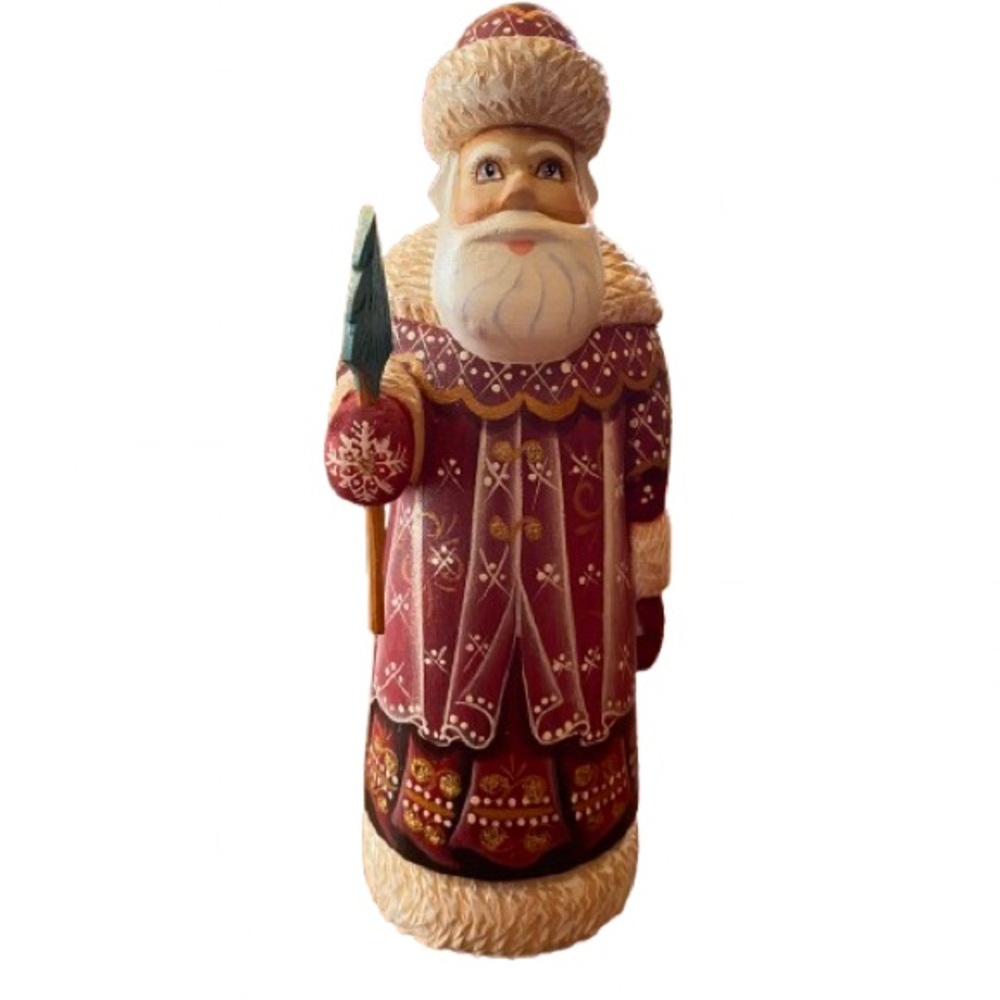 Russian Santa Hand Carved & Hand Painted 6.75” Tall Old World Christmas